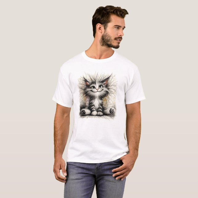 T-Shirt Mignon Chat Fluffy (Devant entier)