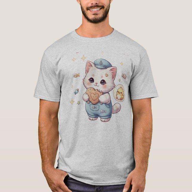 T-shirt Mignon Chat Marin Kitten Snack Attack Miaou - Cuis (Devant)