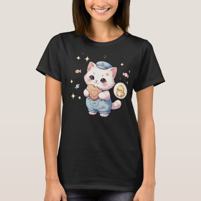 T-shirt Mignon Chat Marin Kitten Snack Attack Miaou - Cuis (Devant)
