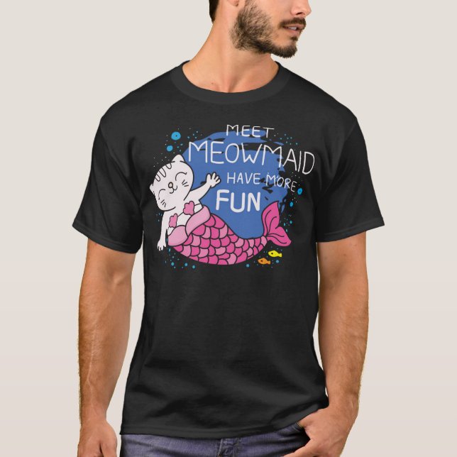 T-shirt mignon chat mermaid (Devant)