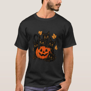 T-shirt Mignon Chat Noir Citrouille Jack O Lanterne Kitty