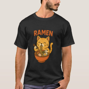T-shirt Mignon Chat Ramen Nouilles Japonaises