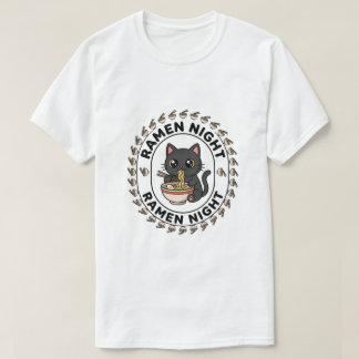 T-shirt Mignon Chat Ramen Nuit Nourriture Japonais