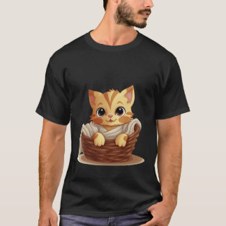 T-shirt Mignon Chaton dans un Panier Couverture Confortabl