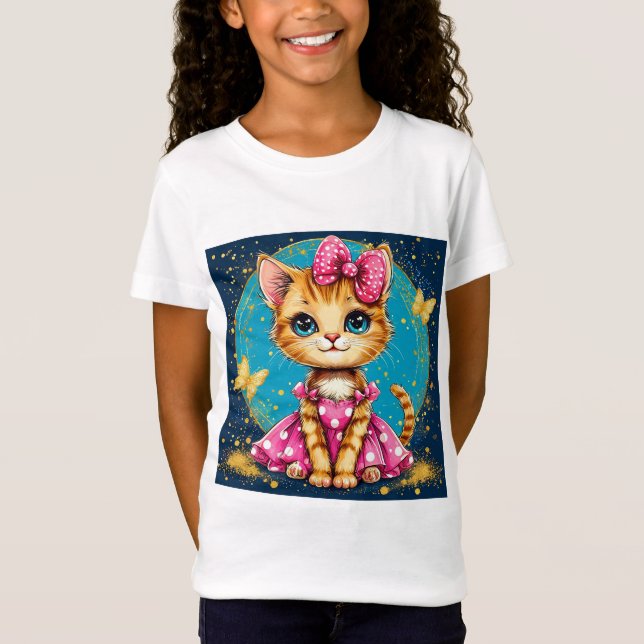 T-Shirt Mignon chaton de dessin animé (Devant)