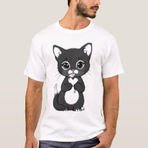 Mignon chaton minimaliste tenant un cœur et une su