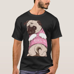 T-shirt Mignon chien carlin avec costume et ailes d'ange d