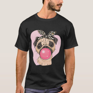 T-shirt Mignon chien carlin de dessin animé fille avec un 