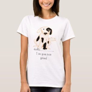 T-shirt Mignon Chien Noir Et Blanc Je Suis Votre Meilleur