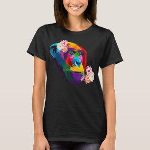 T-shirt mignon Chimpanzé Singe fleur de chimpanzé coloré