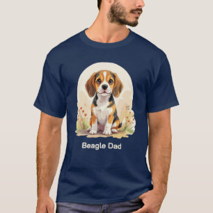 T-shirt Mignon chiot Beagle noir et feu Papa Beagle