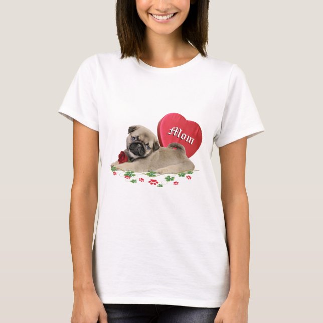 T-shirt Mignon chiot de carlin la conception d'une maman (Devant)