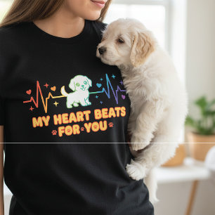 T-shirt Mignon Chiot Kawaii Mon Cœur Bat Pour Toi