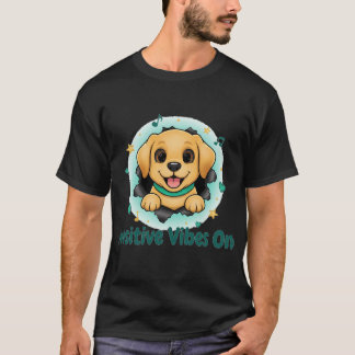 T-shirt Mignon chiot Labrador jaune joueur qui regarde deh