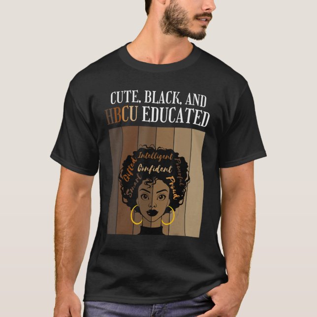 T-shirt Mignon Collège Historique Noir Éduqué Black Et HBC (Devant)