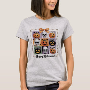 T-shirt Mignon Coquette Squelettique Halloween Citrouille