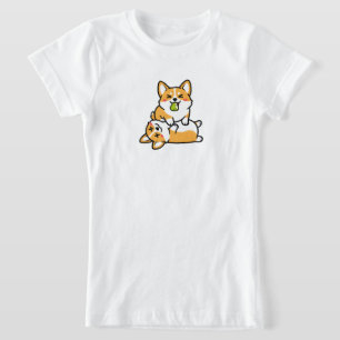 T-Shirt Mignon Corgi avec Poire sur Corgi Fatigué Art de C