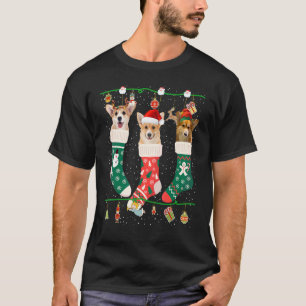 T-shirt Mignon Corgi de Noël en chaussette Xmas Renne Sant