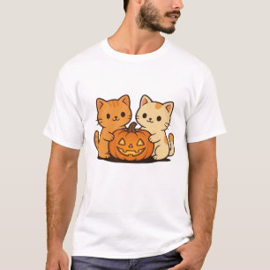 T-shirt mignon de chat d'Halloween � Deux chats Ka