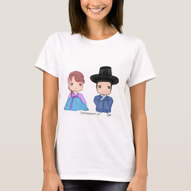 T-shirt ♥ mignon de couples de Hanbok (Devant)
