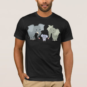 T-shirt mignon de famille d'éléphant de bande
