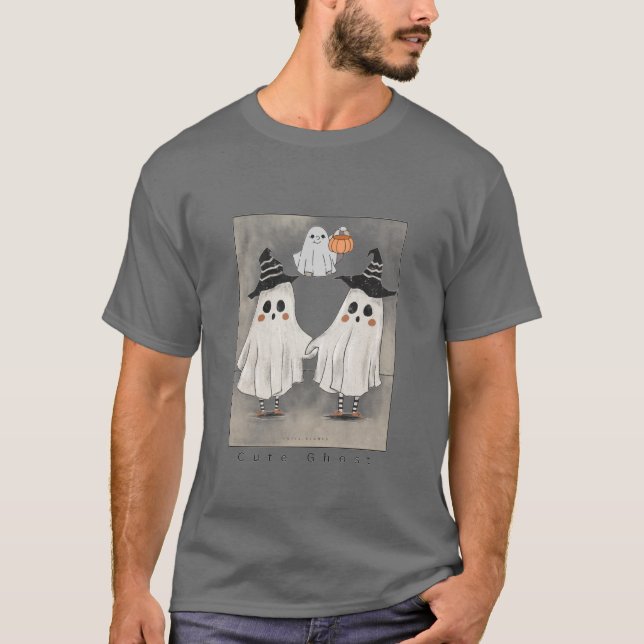 T-shirt mignon de fantôme d'Halloween (Devant)