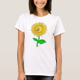 T-shirt mignon de femmes de fleur de Sun
