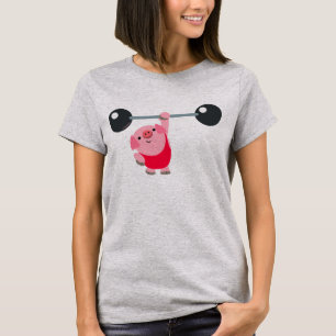 T-shirt mignon de femmes de porc de bande dessinée