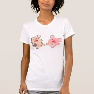 T-shirt mignon de femmes de porcs de bande