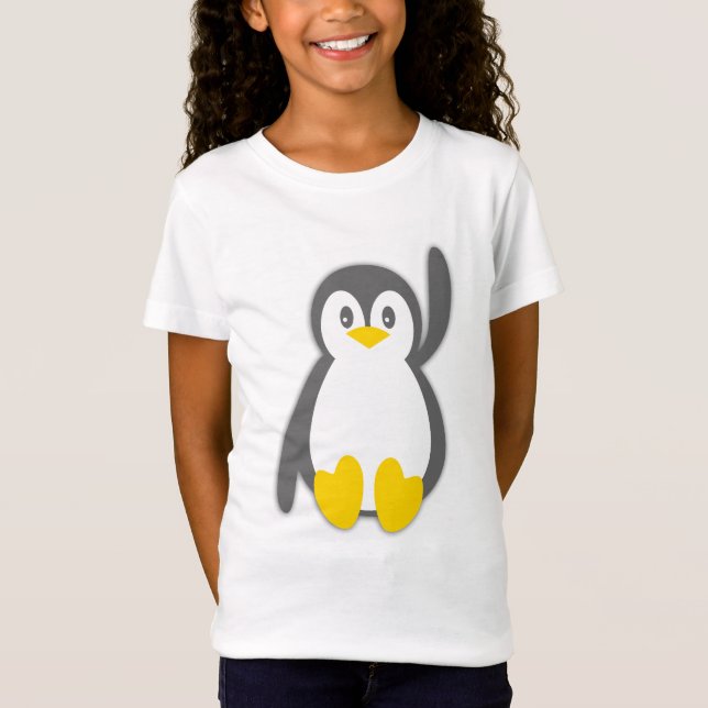 T-shirt mignon de filles de vague de pingouin (Devant)