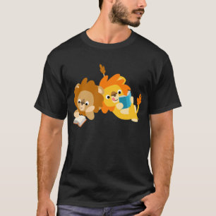 T-shirt mignon de lecteurs de lion de bande