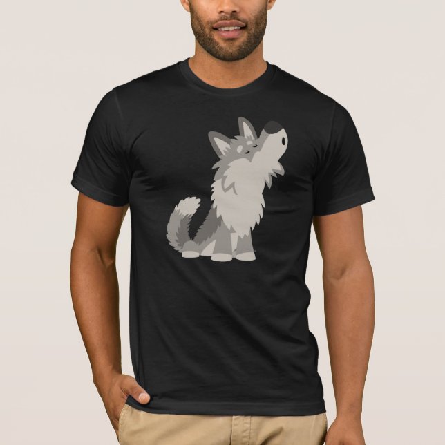 T-shirt mignon de loup de bande dessinée (Devant)