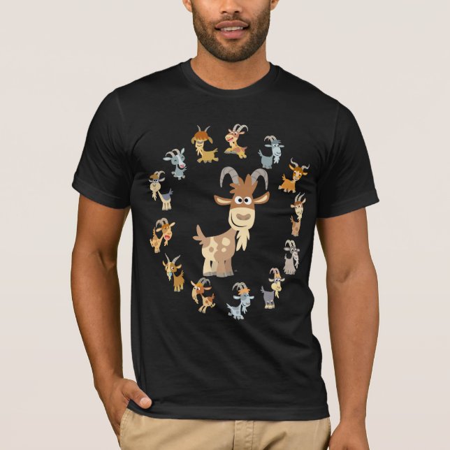 T-shirt mignon de mandala de chèvre de bande (Devant)
