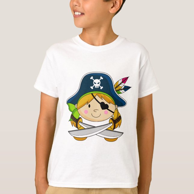 T-shirt mignon de pirate de fille (Devant)