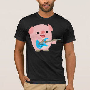 T-shirt mignon de porc de bande dessinée de Rocki