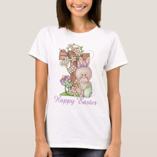 T-shirt mignon de vacances de croix de lapin de