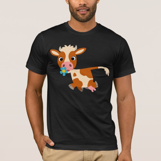T-shirt mignon de vache à trot de bande dessinée (Devant)