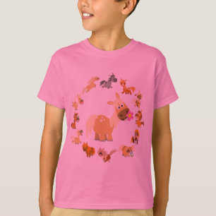 T-shirt mignon d'enfants de mandala de poneys de