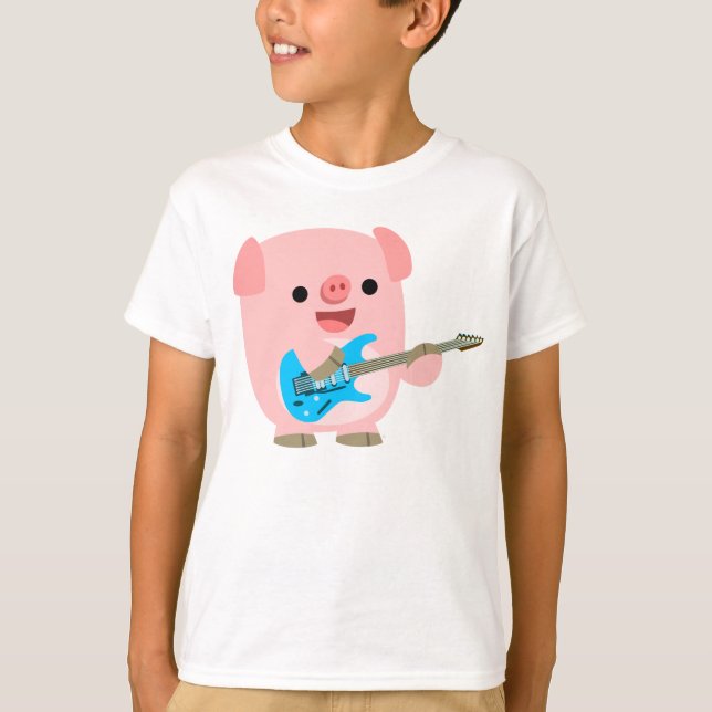 T-shirt mignon d'enfants de porc de bande dessinée (Devant)