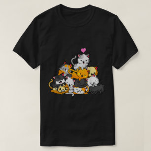 T-shirt Mignon dessin animé de tas de chats Kawaii