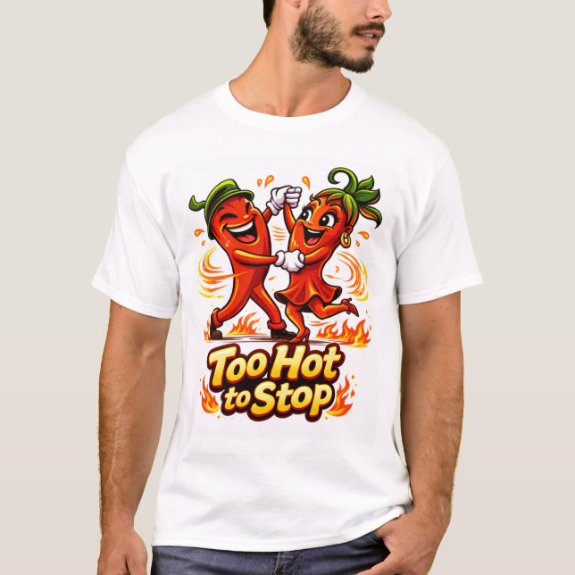 T-shirt mignon dessin animé piment dansant salsa (Devant)