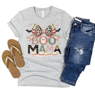T-shirt Mignon Drôle Boo Maman Halloween Coquette Nœud