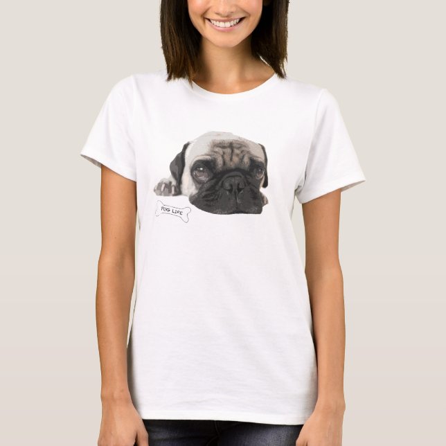 T-shirt mignon du carlin des femmes (Devant)