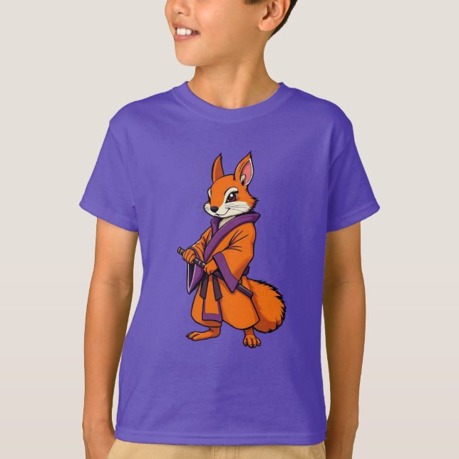 T-shirt Mignon écureuil samouraï japonais (Devant)