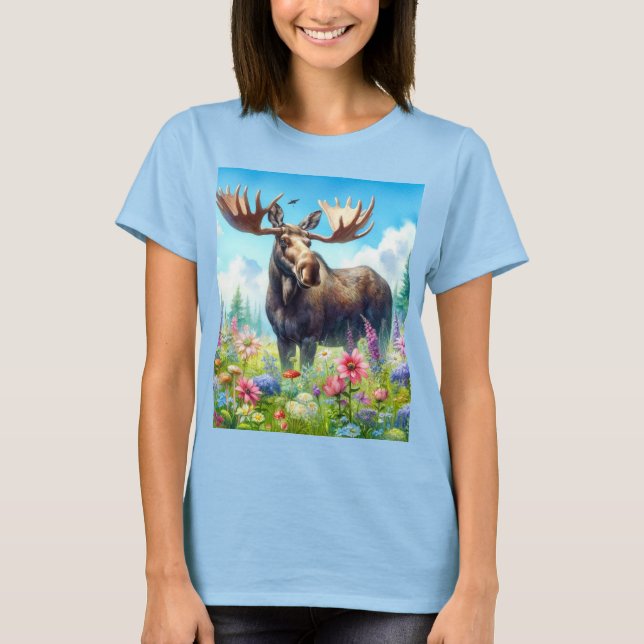 T-Shirt Mignon Élan et Fleurs Sauvages (Devant)