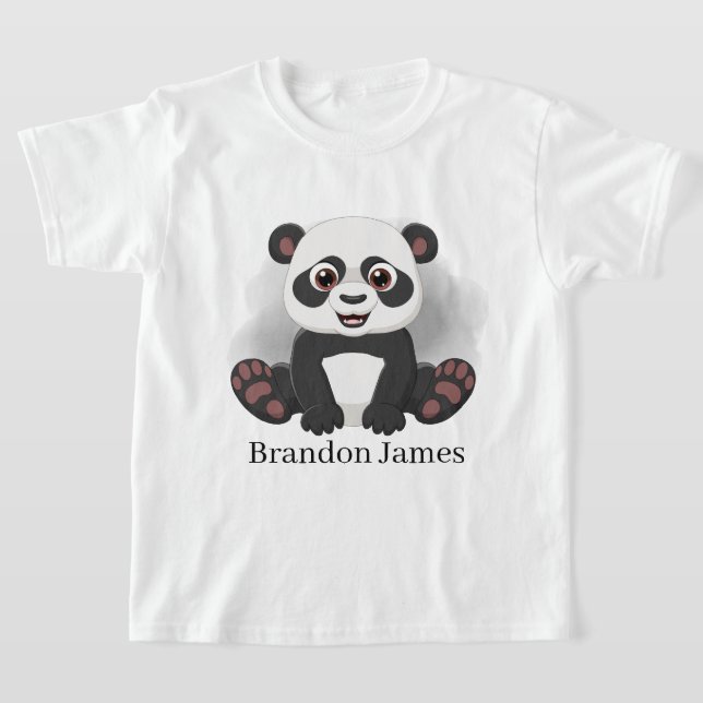 T-shirt mignon enfants unisex ajouter nom panda ours (Poser)