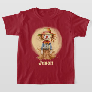 T-shirt mignon épouvantail d'automne ajouter nom enfants