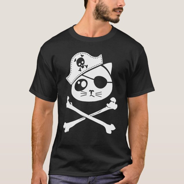 T-shirt Mignon et enfant pirate chat (Devant)