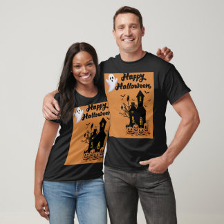 T-shirt Mignon fantôme d'Halloween Maison hantée Citrouill