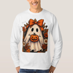 T-shirt Mignon Fantôme Halloween Kawaii Citrouille Saison
